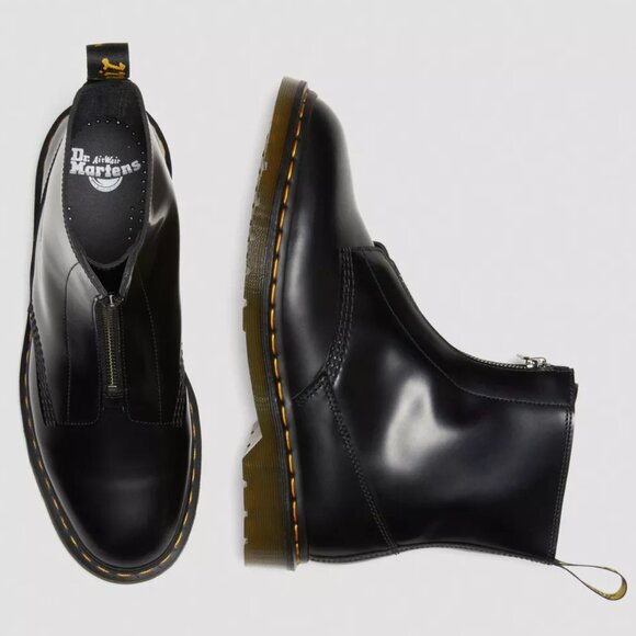 NEW Dr Martens Black Leather Boots Cabbott Polished Smooth Zip Up Men's 14 - Picture 6 of 8